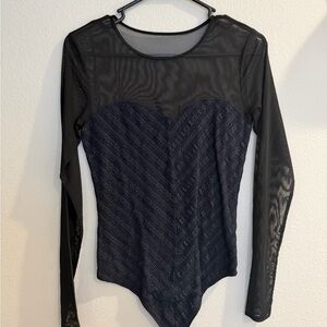 Abercrombie & Fitch Black Sheer Sleeve Bodysuit